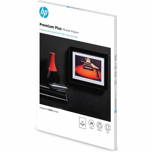 HP Papel de Fotografia Premium Plus Acetinado, 300 g/m2, A4 (210 x 297 mm), 20 folhas. Tipo de acabamento: Semibrilho , Pe