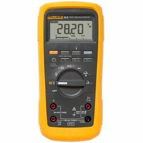 Fluke 28 II Rugged Digital Multimeter - 1000 V, 10 A AC - 1000 V, 10 A DC - CAT III 1000V - Dust Proof, Water Proof, Backl