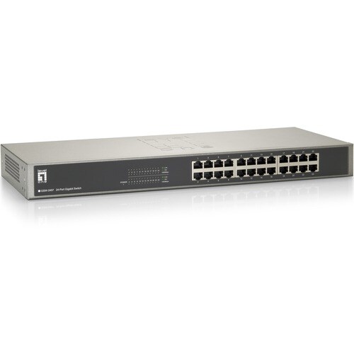 LevelOne GSW-2457 24-Port Gig Ethernet 19 Rack Mountable Switch - 24 Ports - Manageable - Gigabit Ethernet, Fast Ethernet 