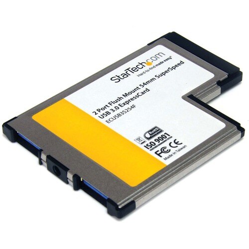 StarTech.com 2 Port Flush Mount ExpressCard 54mm SuperSpeed USB 3.0 Card Adapter with UASP Support - 5Gbps - Add two flush