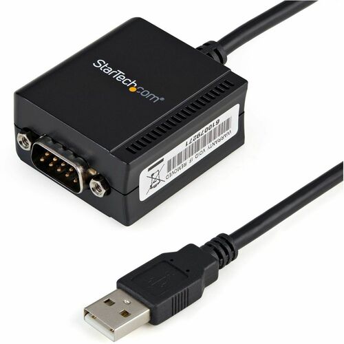 StarTech.com 6ft (1.8m) 1-Port FTDI USB to Serial RS232 Adapter Cable with COM Retention, USB to RS232 Adapter - TAA - USB