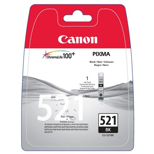 Canon CLI-521BK Original Inkjet Ink Cartridge - Black Pack - 3425 Pages