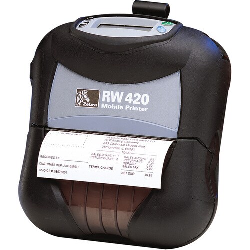 Zebra RW420 Mobile Direct Thermal Printer - Monochrome - Portable - Receipt Print - USB - Serial - Bluetooth - Battery Inc