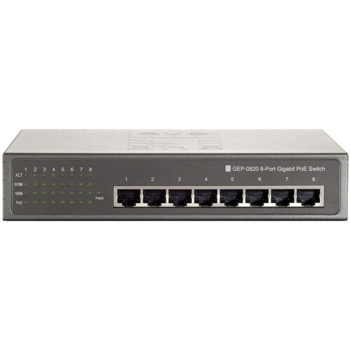 LevelOne 8-Port Gigabit PoE Switch - 8 Ports - Gigabit Ethernet, Fast Ethernet - 10/100/1000Base-T - 2 Layer Supported - A