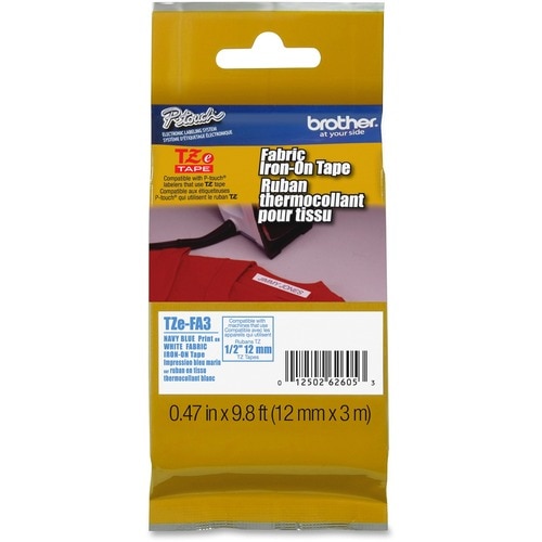 P-touch TZe-FA3 Label Tape - 12 mm Width x 3 m Length - Thermal Transfer - White - Laminated - 1 Roll