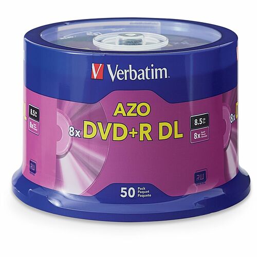 Verbatim DVD Recordable Media - DVD+R DL - 8x - 8.50 GB - 50 Pack Spindle - 120mm - 4 Hour Maximum Recording Time