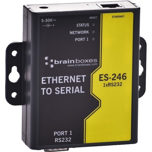 Brainboxes 1 Port RS232 Ethernet to Serial Adapter - DIN Rail Mountable - PC, Linux, Mac - 1 x Number of Serial Ports Exte