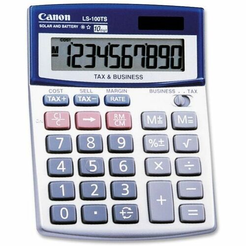 Canon LS-100TS Simple Calculator - Auto Power Off - 10 Digits - LCD - Battery/Solar Powered - 101.6 mm Height x 135.4 mm W