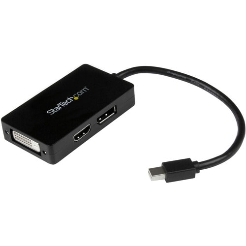 StarTech.com Travel A/V adapter - 3-in-1 Mini DisplayPort to DisplayPort DVI or HDMI converter - 1 x Mini DisplayPort Male