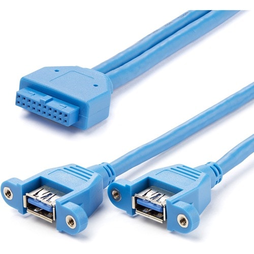 StarTech.com 2 Port Panel Mount USB 3.0 (5Gbps) Cable - USB A to Motherboard Header Cable F/F - Extend a USB 3.0 Motherboa