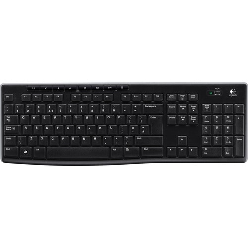 Logitech K270 Keyboard - Wireless Connectivity - USB Interface - AZERTY Layout - Black - 3.05 m - 2.40 GHz - Email, Music,