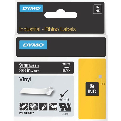 Dymo 1805437 Colour Coded Label - 9 mm Width - Permanent Adhesive - Thermal Transfer - Black - Vinyl - 1 Each