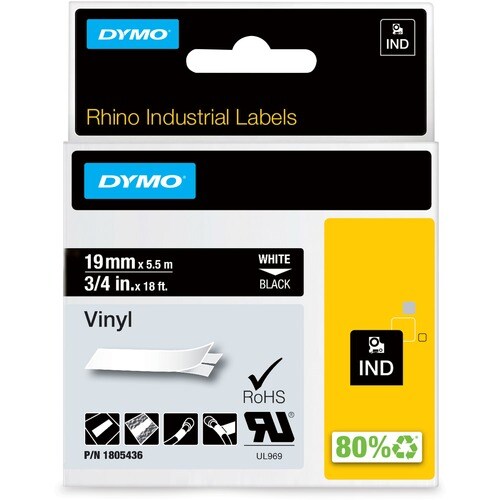 Dymo 1805436 Colour Coded Label - 12 mm Width - Permanent Adhesive - Thermal Transfer - Black - Vinyl