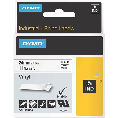 Dymo 1805430 Colour Coded Label - 25.40 mm Width - Permanent Adhesive - Thermal Transfer - White - Vinyl - 1 Each