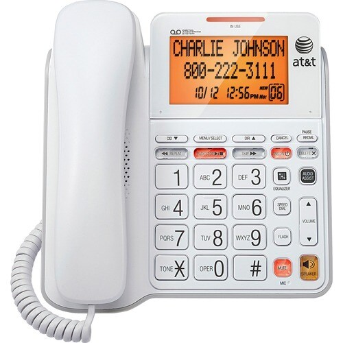 AT&T CL4940 Standard Phone - White - 1 x Phone Line - Speakerphone - Answering Machine