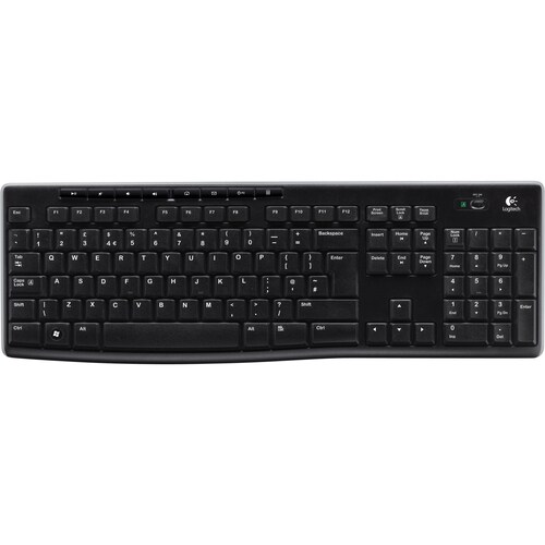 Logitech K270 Keyboard - Wireless Connectivity - USB Interface - Dutch - Black - RF - 10.06 m - 2.40 GHz - Internet, Email