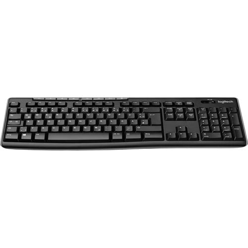 Logitech K270 Keyboard - Wireless Connectivity - USB Interface - English (UK) - Black - RF - 10.06 m - 2.40 GHz - Internet