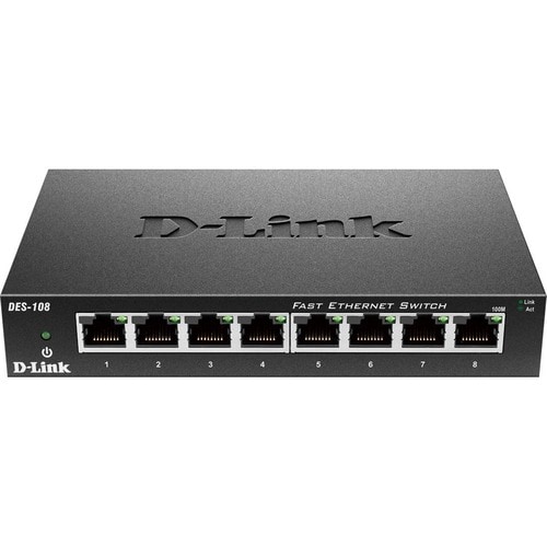 Switch unmanaged D-LINK DES-108 8 porte 10/100 Mbps metal case
