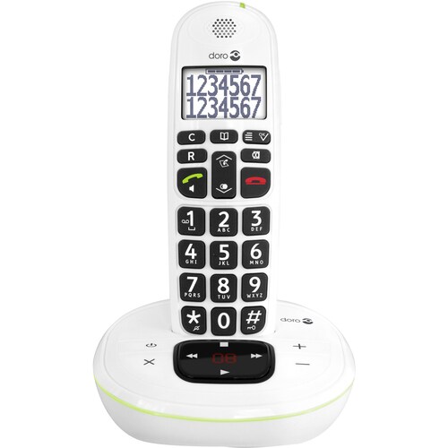 Téléphone sans fil Doro PhoneEasy 115 - DECT - Blanc - 300 m Gamme - 1 x Ligne(s) téléphonique(s) - Répondeur - Haut-parle