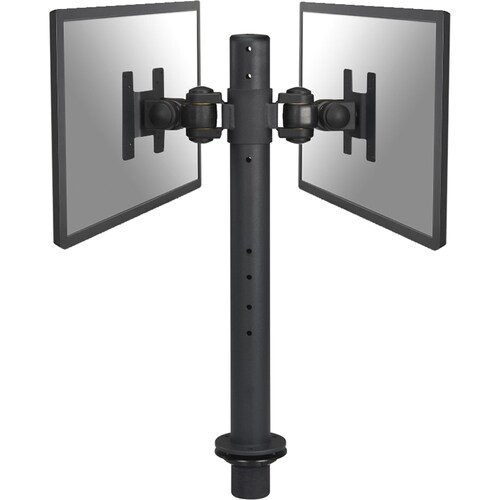 Newstar Tilt/Turn/Rotate Dual Desk Mount (grommet) for two 10-27" Monitor Screens BACK TO BACK, Height Adjustable - Black 
