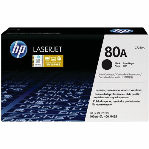 HP 80A (CF280A) Original Standard Yield Laser Toner Cartridge - Single Pack - Black - 1 Each - 2700 Pages