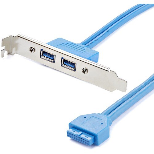 StarTech.com Adaptateur Carte Mère vers Plaque 2 Ports USB 3.0 A Femelle Encastré - 5 Gbit/s - Blindé - 28 AWG - Bleu