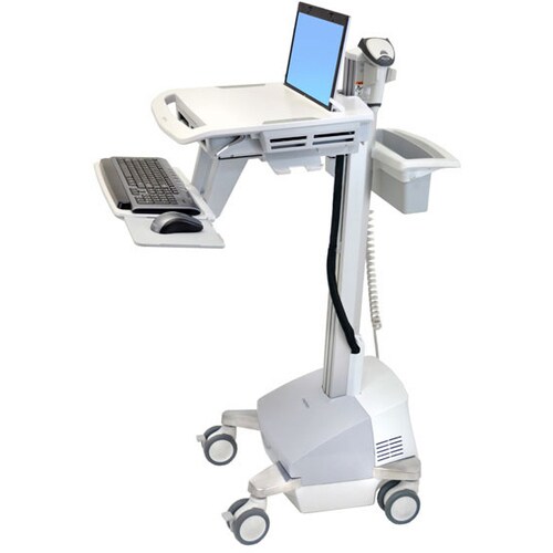 Ergotron StyleView Medical Trolley - 8.16 kg Capacity - 4 Casters - Aluminium - 464.8 mm Width x 1282.7 mm Height - White,