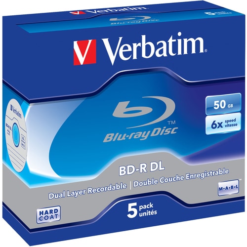 Verbatim 43748 Blu-ray Recordable Media - BD-R DL - 6x - 50 GB - 5 - 120mm