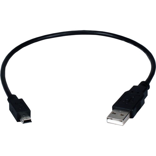 QVS USB 2.0 Type A Male to Mini B Male Sync and Charger Cable - 1 ft USB Data Transfer Cable for PDA, Tablet PC - First En