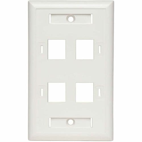 Tripp Lite series White Keystone Faceplate - 4 Ports - 4 x Socket(s) - 1-gang - Wall Mount - White 