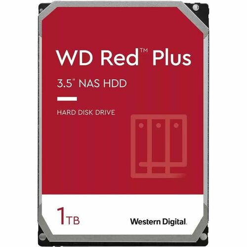 WD Red Plus WD10EFRX 1 TB Hard Drive - 3.5" Internal - SATA (SATA/600) - Server, Storage System Device Supported - 5400rpm