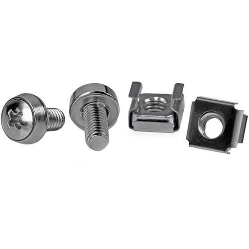 StarTech.com 50 Pkg M6 Mounting Screws and Cage Nuts - Cage Nut, Rack Screw - Stainless Steel - Silver - 50 / Pack