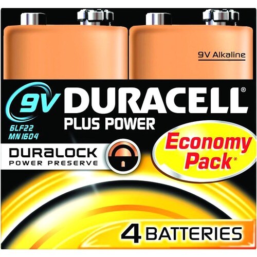Duracell Plus Power Battery - Alkaline - 4Pack - For Multipurpose - 9V - 9 V DC