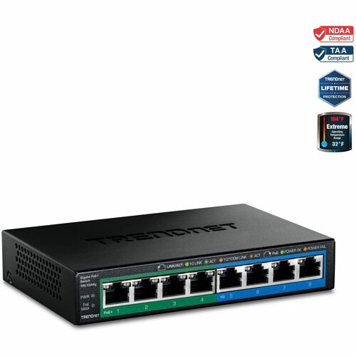 TRENDnet GREENnet TPE-TG44g 8 Ports Ethernet Switch - Gigabit Ethernet - 10/100/1000Base-T - New - TAA Compliant - 2 Layer