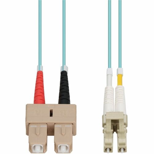 AddOn 1m SC to LC Aqua OM4 Duplex OFNR (Riser-Rated) Fiber Patch Cable - Fiber Optic for Network Device - 1m - 2 x LC Male
