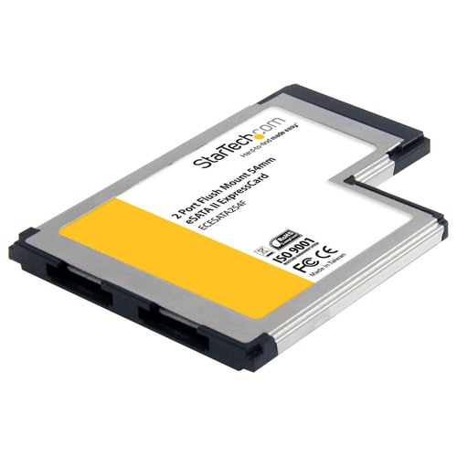 StarTech.com SATA Controller - ExpressCard - Plug-in Module - Add 2 flush mounted eSATA ports to a laptop through an Expre