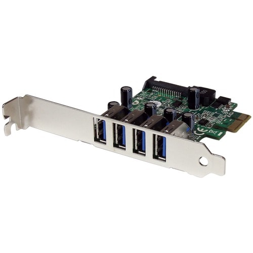 StarTech.com 4 Port PCI Express PCIe SuperSpeed USB 3.0 Controller Card Adapter with UASP - SATA Power - Add 4 external US