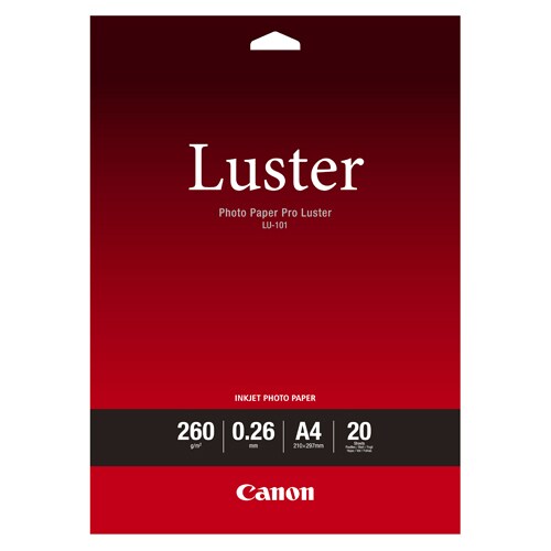 Canon Tintenstrahl Fotopapier - DIN DIN A4 - 210 mm x 297 mm - 260 g/m² Grammage - Glanz - 20er Blatt