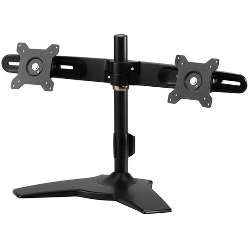Amer Mounts Stand Based Dual Monitor Mount for two 15"-24" LCD/LED Flat Panel Screens - Supports up to 26.5lb monitors, +/