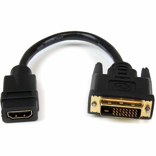 StarTech.com 8in HDMIÂ® to DVI-D Video Cable Adapter - HDMI Female to DVI Male - Cable for Video Device, Notebook - First 