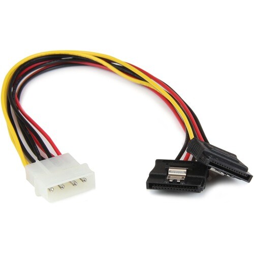 StarTech.com 12in LP4 to 2x Latching SATA Power Y Cable Splitter Adapter - 4 Pin Molex to Dual SATA - Power two SATA drive