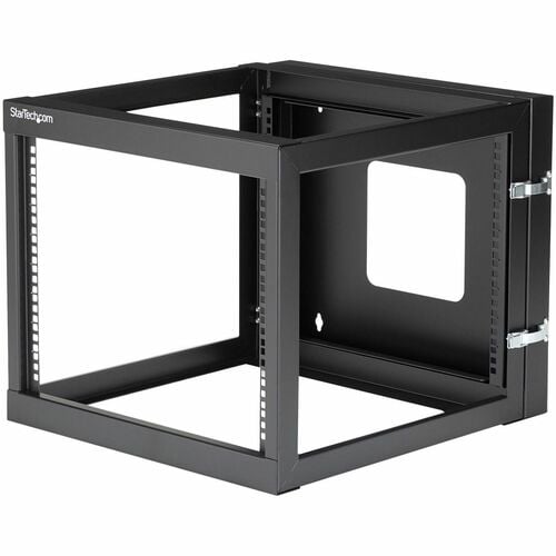StarTech.com 4-Post 8U Hinged Wall-Mount Network Rack, 19" Open Frame Server Rack, Wall Mount Data Rack for IT Computer Eq