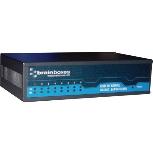 Brainboxes 8 Port RS422/485 USB to Serial Adapter - USB 2.0 - DIN Rail Mountable, Wall-mountable - TAA Compliant