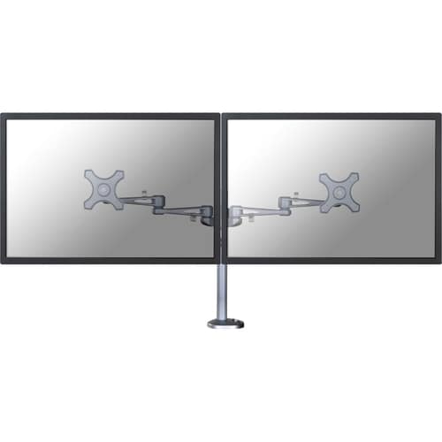 Newstar Full Motion Dual Desk Mount (grommet) for two 10-27" Monitor Screens, Height Adjustable - Silver - Height Adjustab