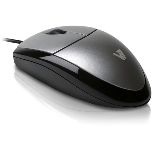 V7 Full size USB Optical Mouse - V7 Full Size USB Wired Optical Mouse - Silver/Gray - Cable Length 5ft (1.6m) Red LED/Opti