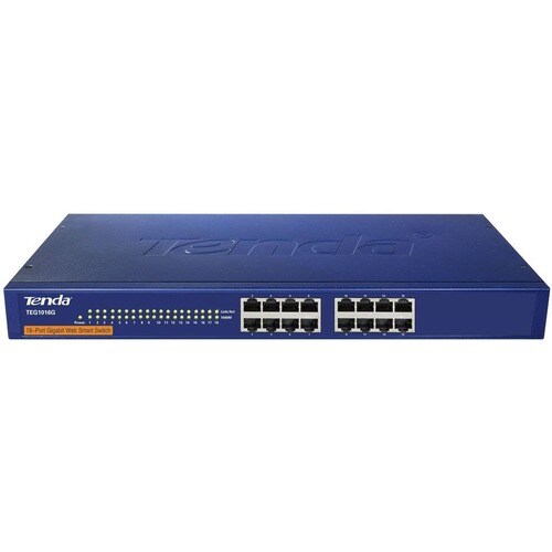 Tenda TEG1016G 16 Ports Ethernet Switch - 10/100/1000Base-T - 2 Layer Supported - Twisted Pair - 1U High - Rack-mountable,