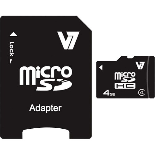 V7 VAMSDH4GCL4R-2E 4 GB Class 4 microSDHC - 4 MB/s Read - 4 MB/s Write - 5 Year Warranty