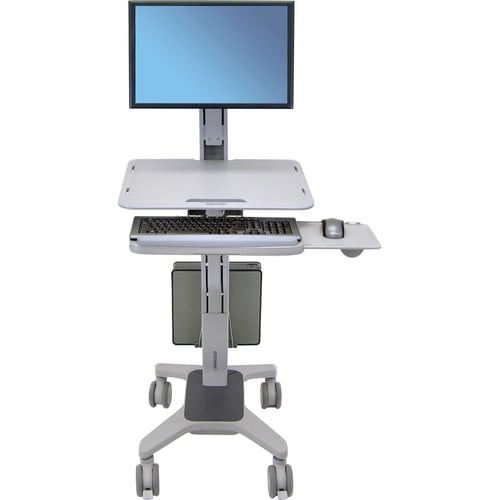 WorkFit-C, Single LD Sit-Stand Mobile Desk Workstation (Grey)