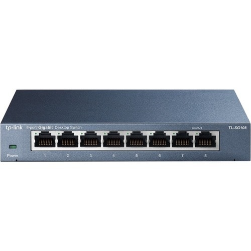 TP-LINK TL-SG108 8-Port 10/100/1000Mbps Desktop Gigabit Steel Cased Switch - 8 Ports - Gigabit Ethernet - 10/100/1000Base-