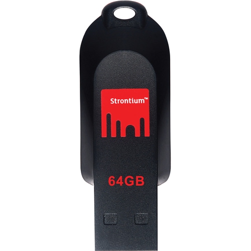 Strontium 64GB Pollex USB 2.0 Flash Drive - 64 GB - USB 2.0 - 25 MB/s Read Speed - 5 MB/s Write Speed - Black, Red - 5 Yea
